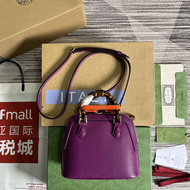 2023 GG original calfskin diana mini tote bag 715775 purple