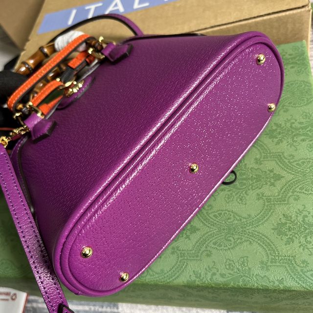 2023 GG original calfskin diana mini tote bag 715775 purple