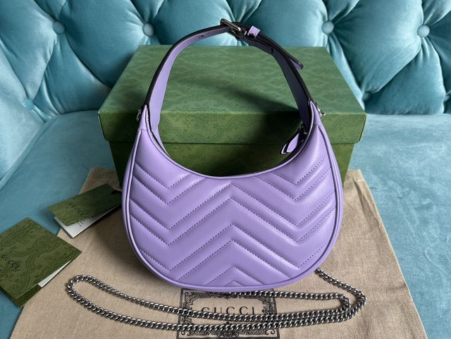 2023 GG original calfskin marmont half-moon-shaped mini bag 699514 purple