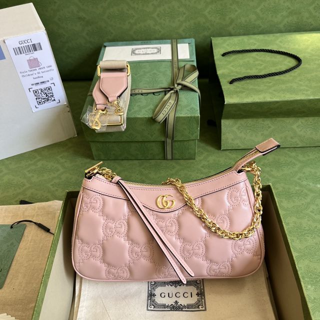 2023 GG original matelasse leather handbag 735049 pink