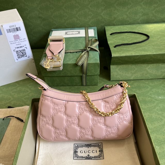 2023 GG original matelasse leather handbag 735049 pink