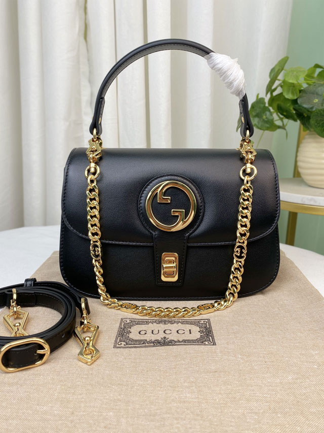 2023 GG original calfskin blondie top handle bag 735101 black