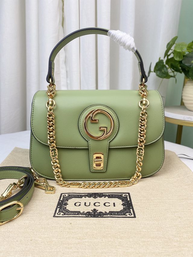 2023 GG original calfskin blondie top handle bag 735101 green