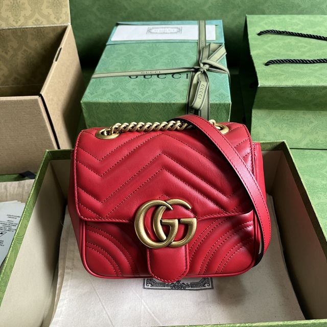 2023 GG original matelasse marmont mini shoulder bag 739682 red