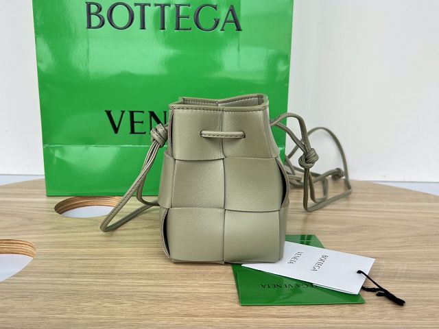 BV original lambskin cassette small bucket bag 680217 travertine