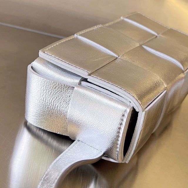 BV original lambskin cassette belt bag 639367 silver