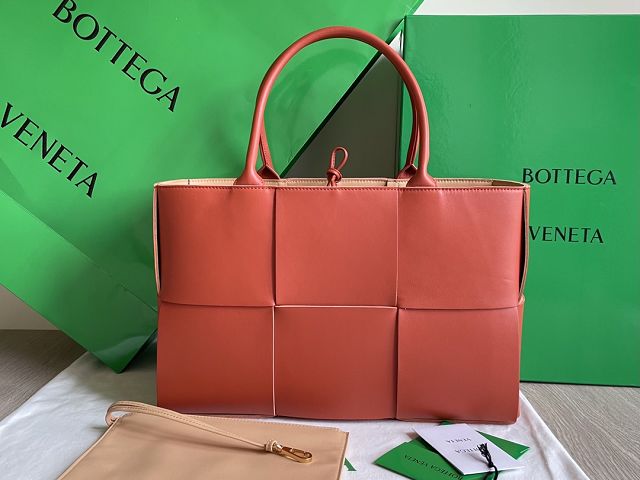 BV original lambskin medium arco tote bag 609175 brick red