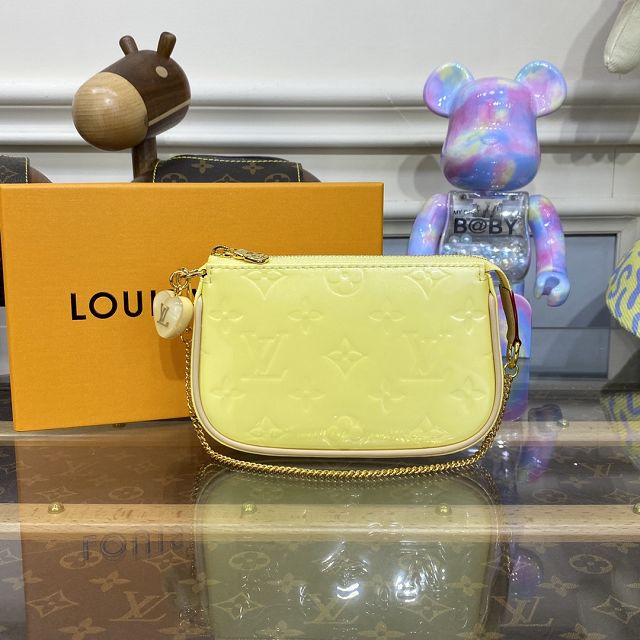 Louis vuitton original patent calfskin mini pochette M80732 yellow