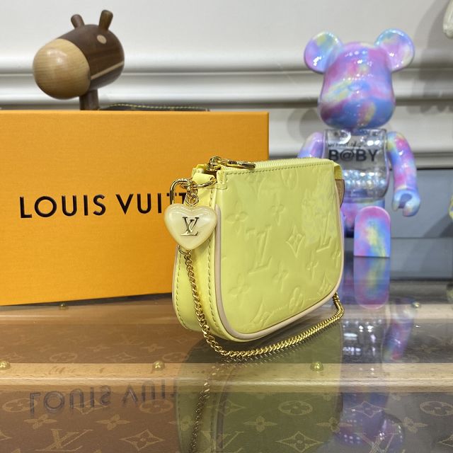 Louis vuitton original patent calfskin mini pochette M80732 yellow