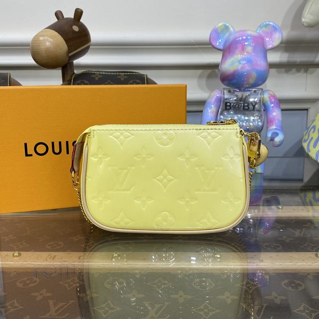 Louis vuitton original patent calfskin mini pochette M80732 yellow