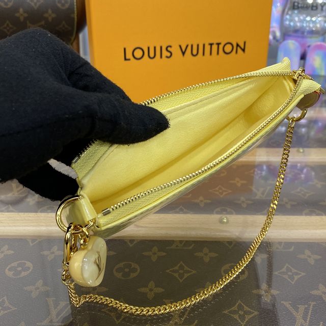 Louis vuitton original patent calfskin mini pochette M80732 yellow