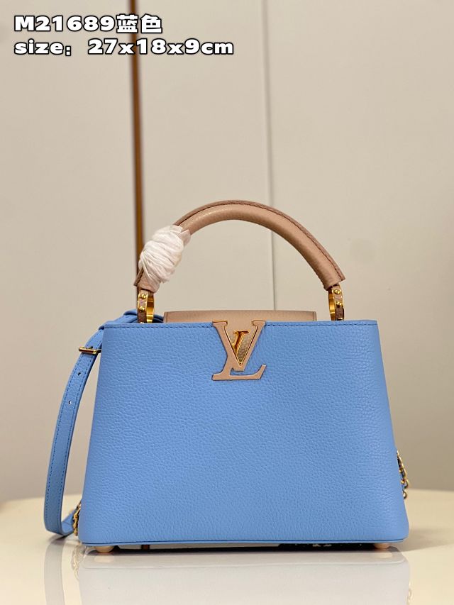 Louis vuitton original calfskin capucines BB handbag M21103 blue