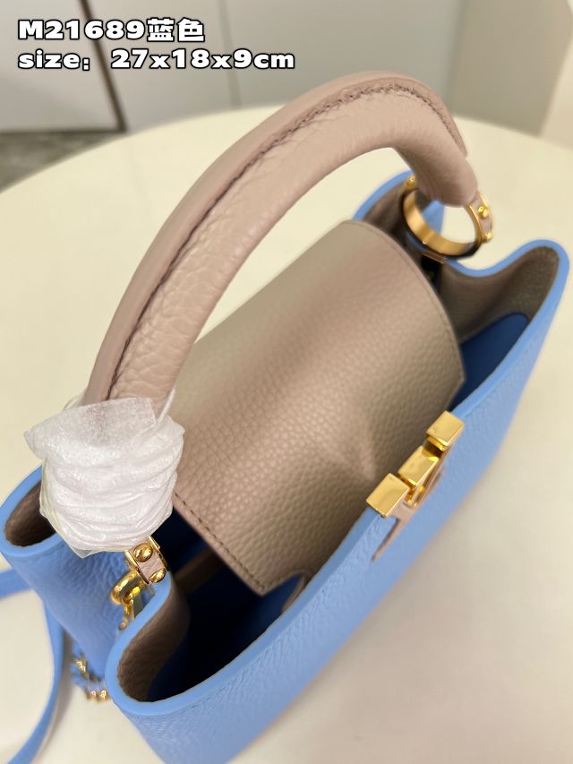 Louis vuitton original calfskin capucines BB handbag M21103 blue