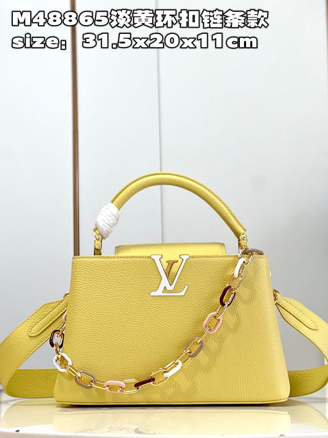 Louis vuitton original calfskin capucines MM handbag M21652 yellow