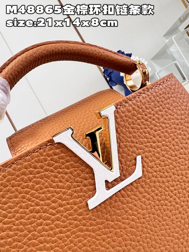 Louis vuitton original calfskin capucines mini handbag M21798 tan