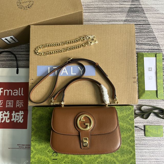 2023 GG original calfskin blondie top handle bag 735101 brown