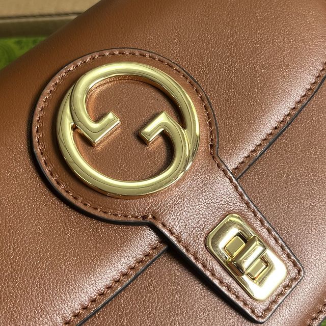 2023 GG original calfskin blondie top handle bag 735101 brown