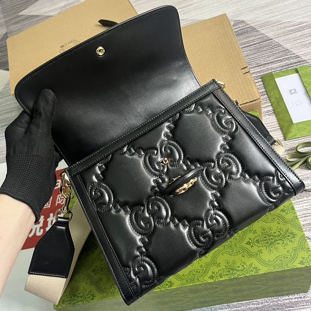 2023 GG original matelasse leather top handle bag 736877 black