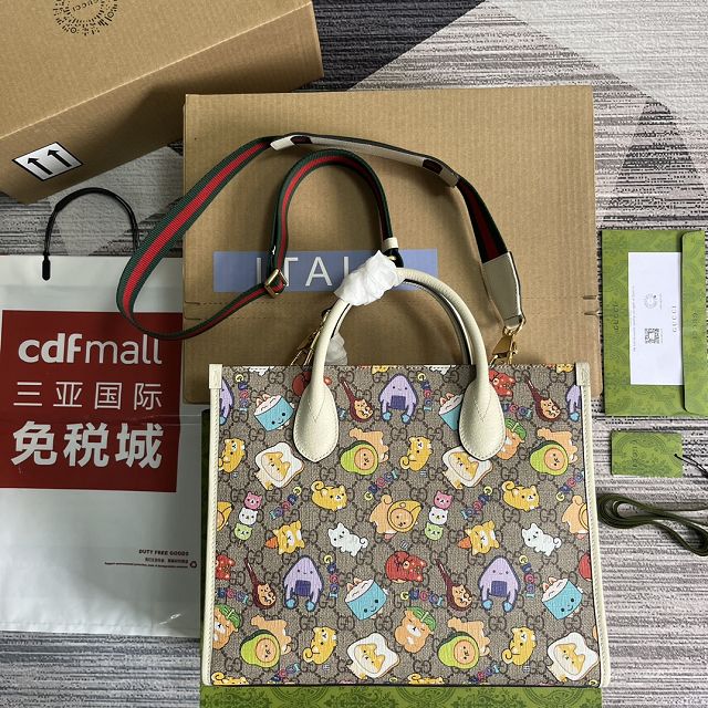 CC original canvas love parade tote bag 680956 coffee&white