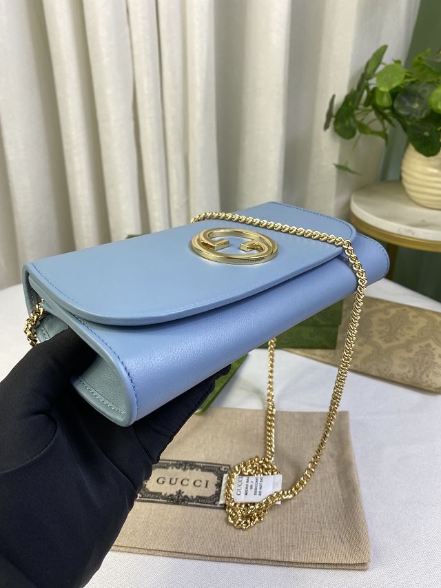 GG original calfskin blondie chain wallet 725215 blue