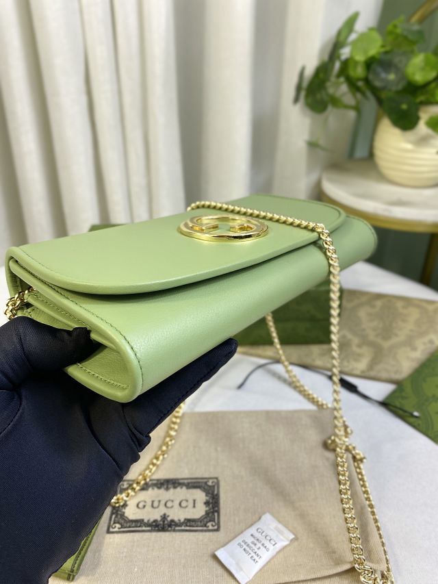 GG original calfskin blondie chain wallet 725215 green