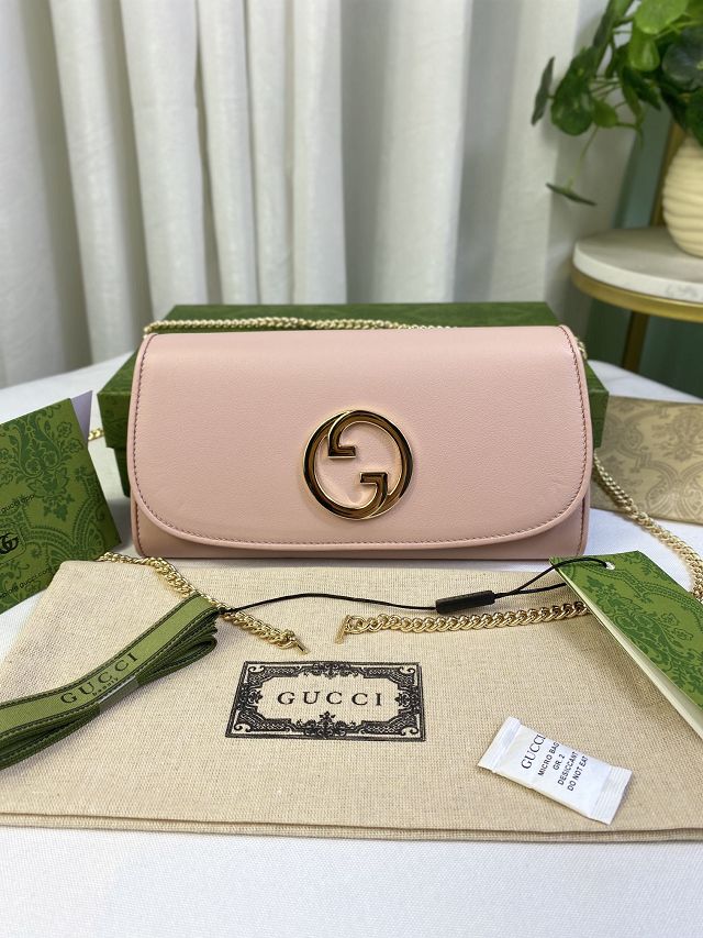 GG original calfskin blondie chain wallet 725215 pink