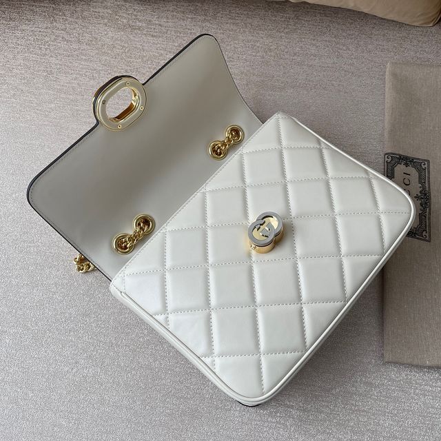 2023 GG original calfskin deco smalll shoulder bag 740834 white