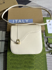 2023 GG original calfskin equestrian inspired shoulder bag 740988 white