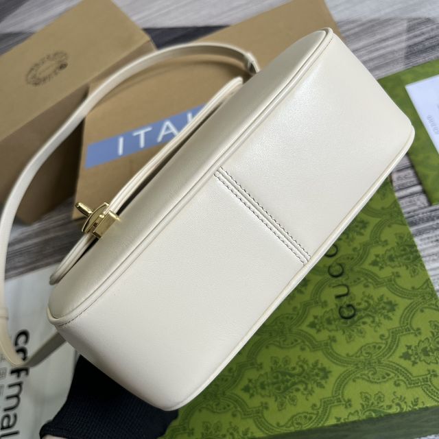 2023 GG original calfskin equestrian inspired shoulder bag 740988 white