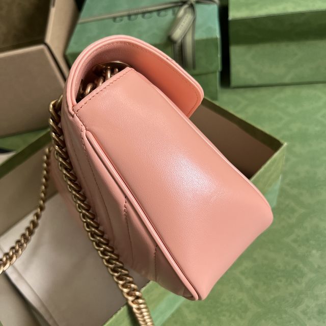 2023 GG original calfskin marmont small shoulder bag 443497 peach