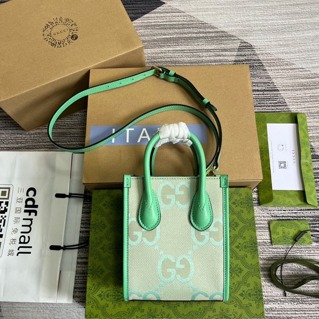 2023 GG original canvas mini tote bag 671623 green