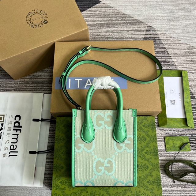 2023 GG original canvas mini tote bag 671623 green