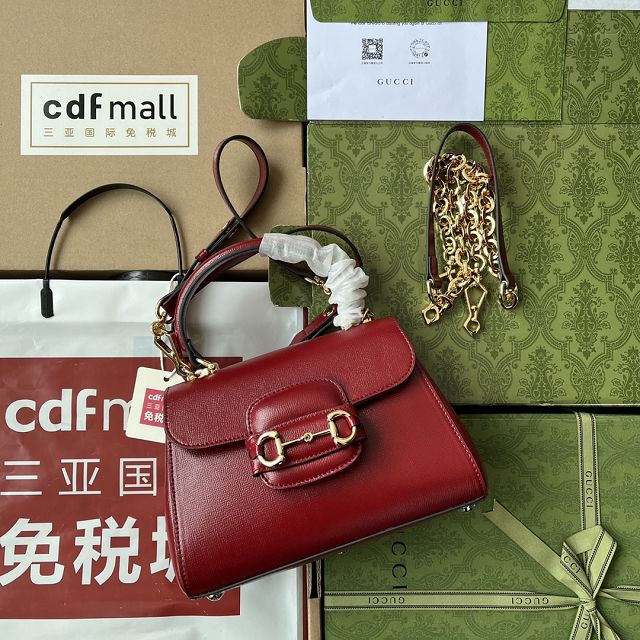 GG original calfskin horsebit 1955 mini bag 703848 red