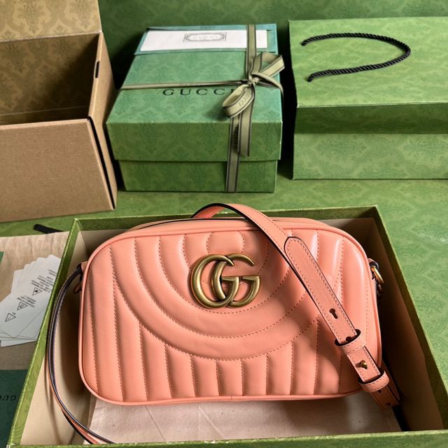 GG original calfskin marmont small shoulder bag 447632 peach