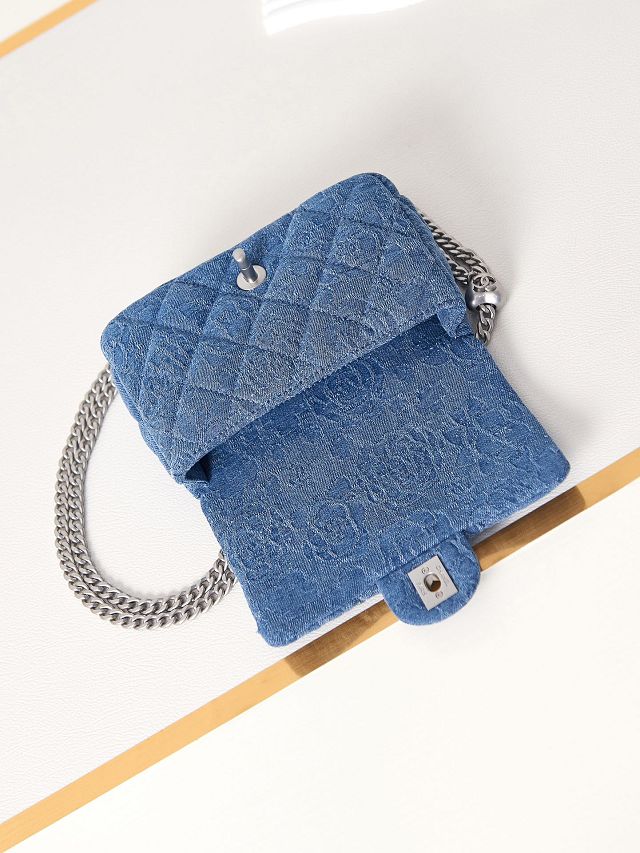 CC original denim mini flap bag AS3828 blue