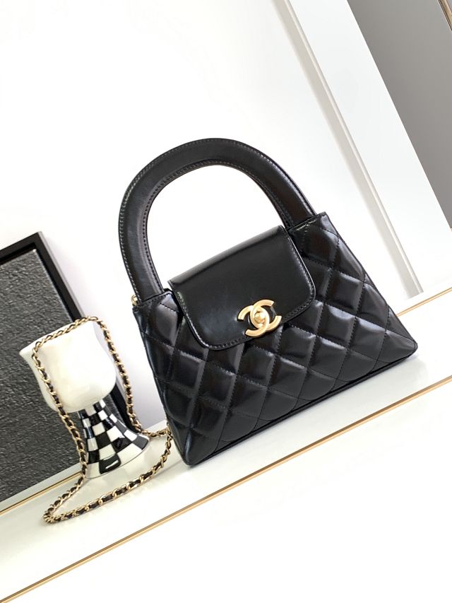 CC original lambskin top handle bag AS3970 black