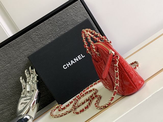 CC original patent calfskin clutch with chain AP3354 red