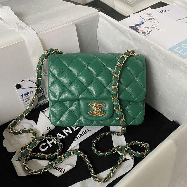 CC original lambskin super mini flap bag A35200 green