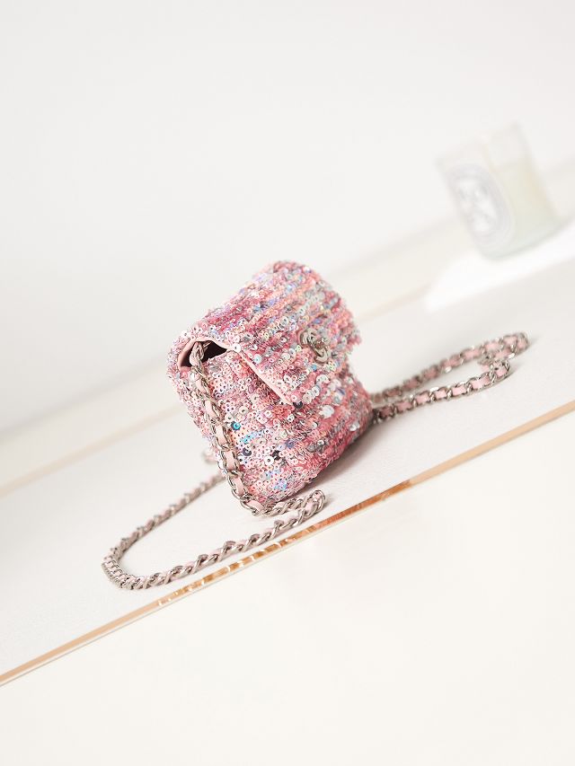 CC original sequins mini flap bag AS3268 pink