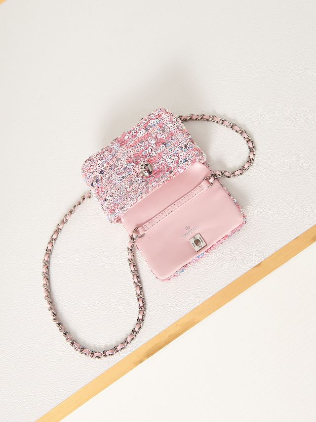 CC original sequins mini flap bag AS3268 pink