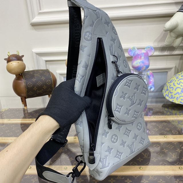 Louis vuitton original calfskin duo slingbag M30936 grey