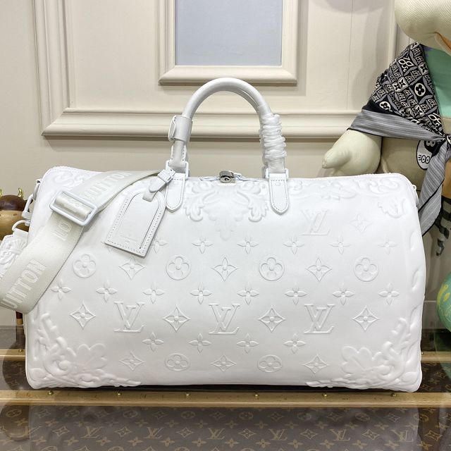 Louis vuitton original calfskin keepall 50 M21845 white