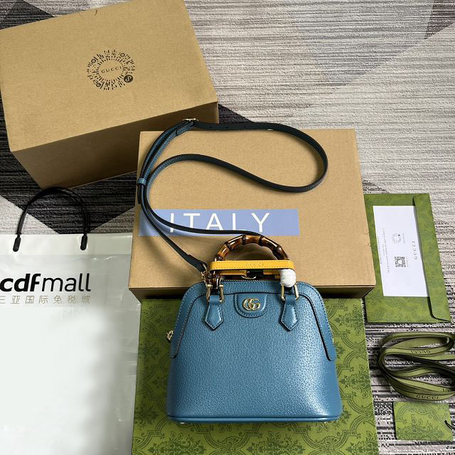 2023 GG original calfskin diana mini tote bag 715775 blue