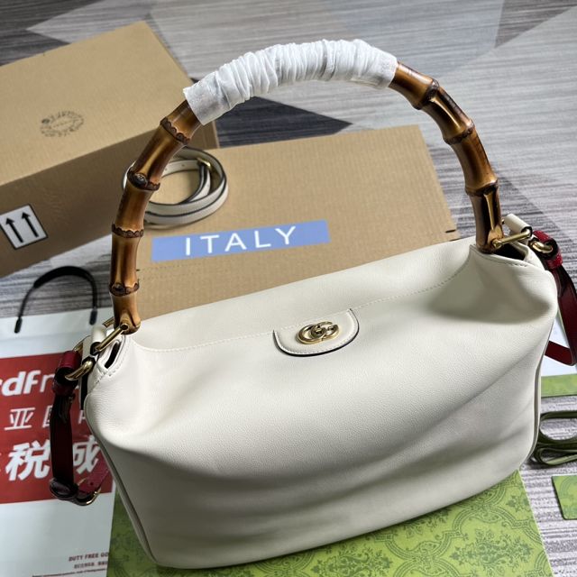 2023 GG original calfskin large diana shoulder bag 746245 white