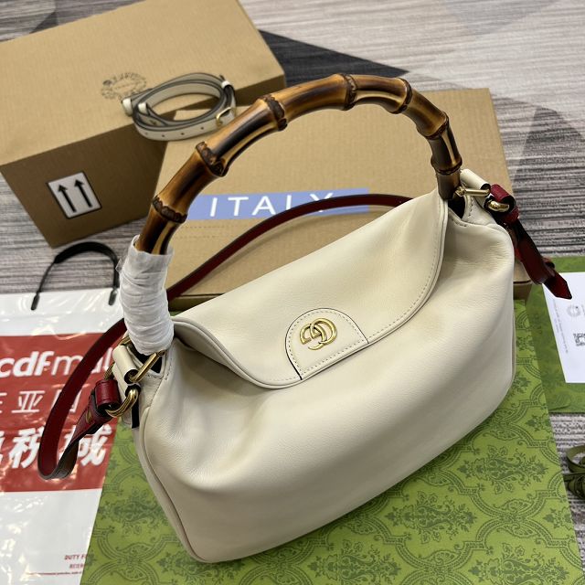 2023 GG original calfskin medium diana shoulder bag 746124 white