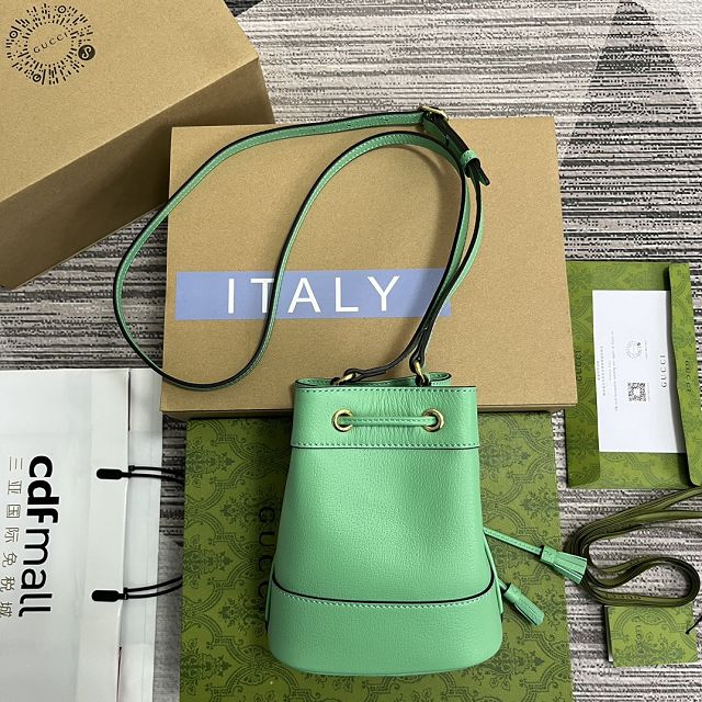 2023 GG original calfskin ophidia mini bucket bag 550620 green