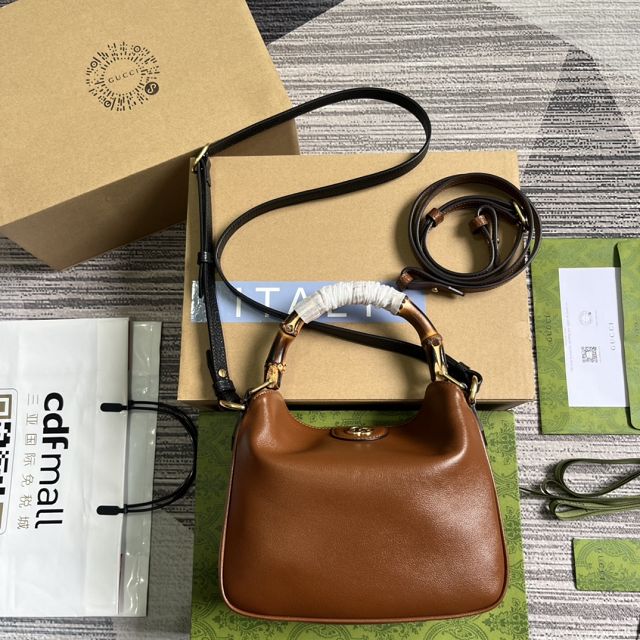 2023 GG original calfskin small diana shoulder bag 746251 brown