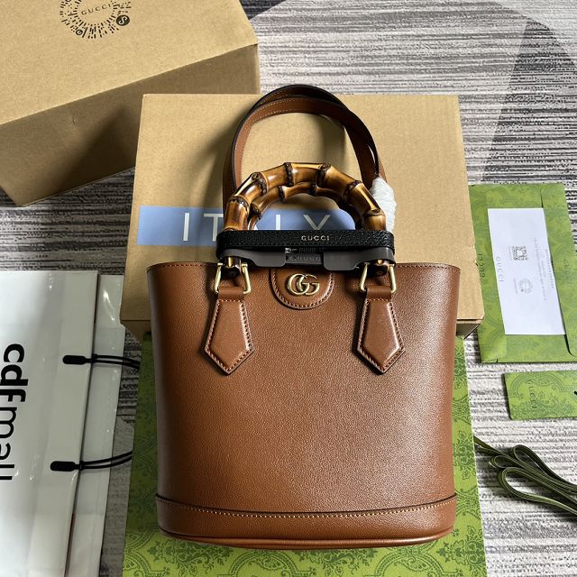 2023 GG original calfskin small top handle bag 750396 brown