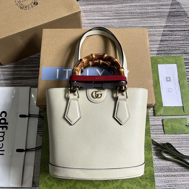 2023 GG original calfskin small top handle bag 750396 white