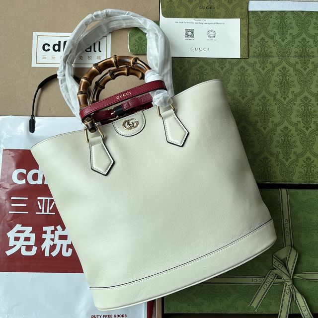 2023 GG original calfskin top handle bag 750394 white